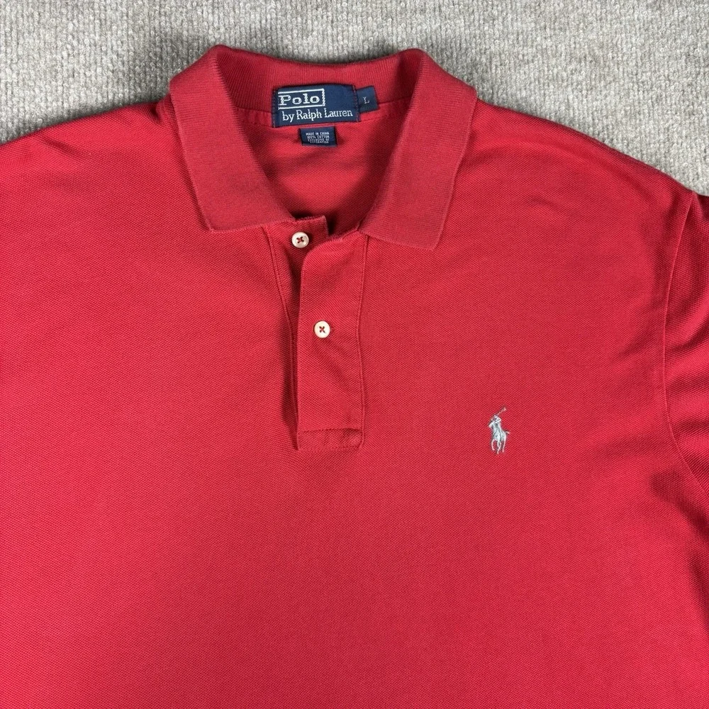 Polo Ralph Lauren Polo Shirt Mens Large Red Pony Logo Short Sleeve Cotton